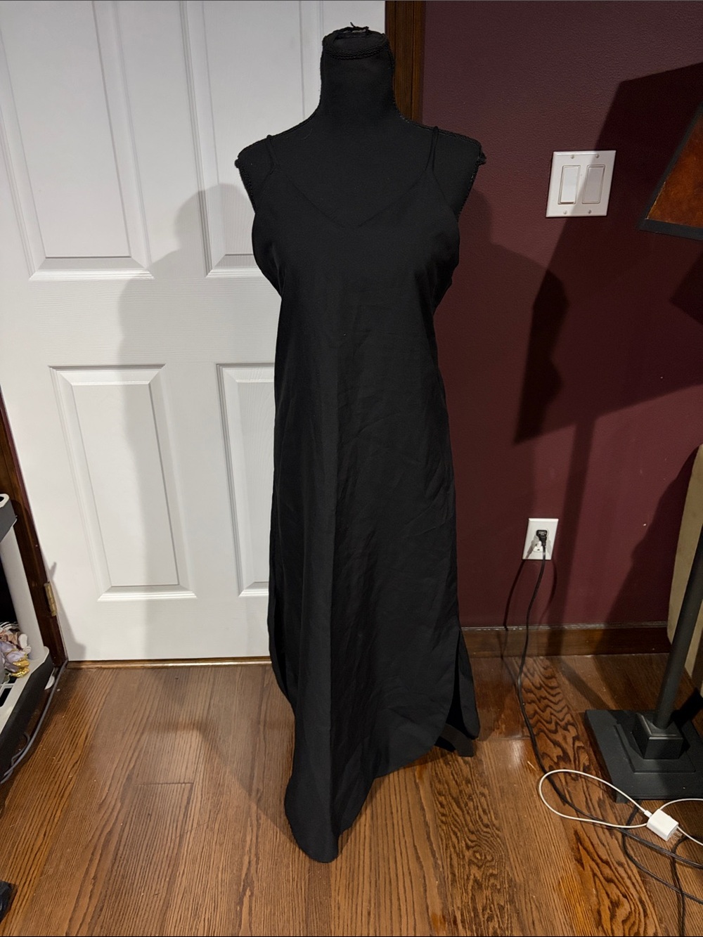 Avon Black Slip Maxi Dress with Thin Straps